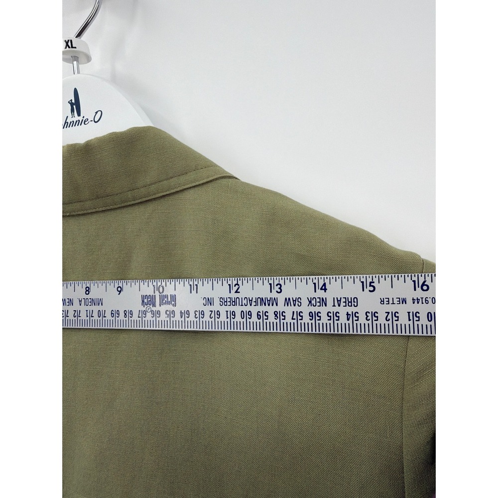 Emma James Liz Claiborne Olive Green Linen Blend Short Sleeve Shirt Jacket 10 - Picture 5 of 8